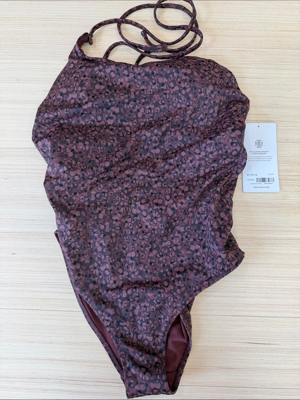Athleta Brown Pattern One Piece Swimsuit
